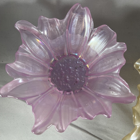 Akcam Potpourri Dish Pink Iridescent Flower Scalloped Decor Handmade Vintage - Picture 3 of 6